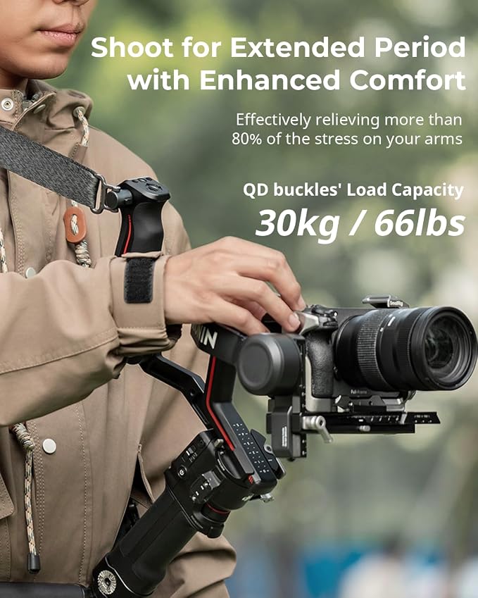 SmallRig Weight-Reducing Shoulder Strap Compatible with Sling Handle for DJI, Gimbal Belt with Upgraded QD Buckles for RS 4 / RS 4 Pro/RS 4 Mini/RS 3 / RS 3 Pro/RS 3 Mini/RS 2 - Black - Image 3