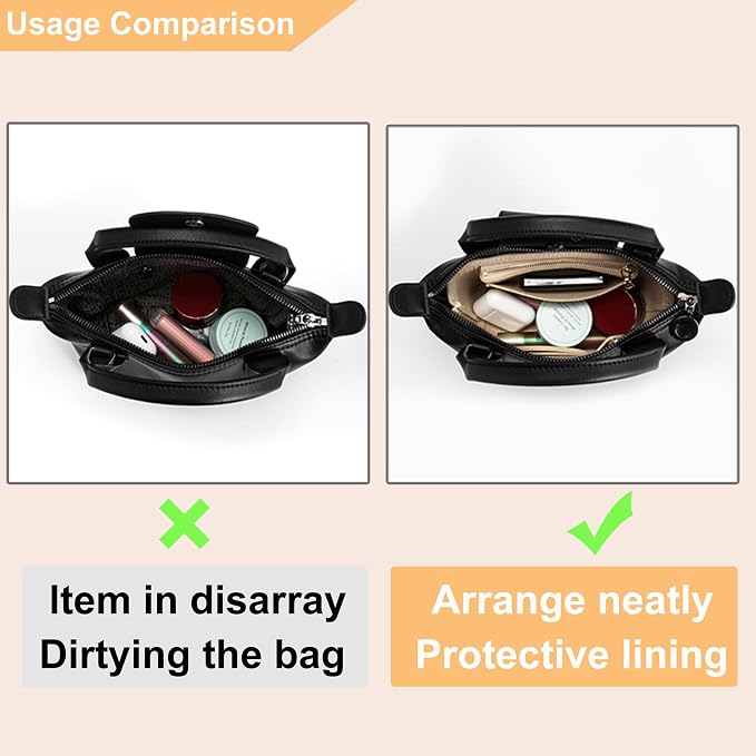 Doxo Small Purse Organizer Insert for Handbags, Felt Neverfull BB Organizer Insert,Mini Tote Bag Organizer with Zipper Pocket, Fit Neverfull BB Longchamp Xtra Energy S and More, Beige-XS - Image 5