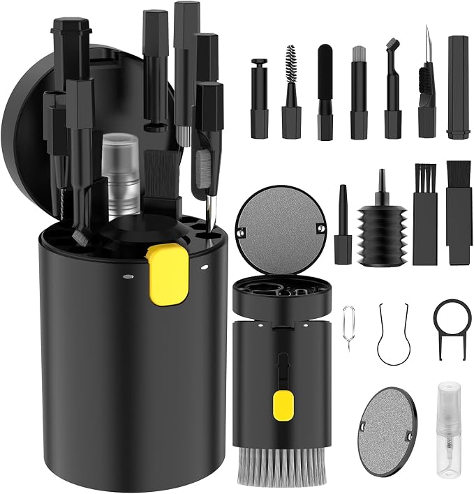 VICHYIE 20 in 1 Multifunctional Cleaner Kit for Electronic Devices (Black) | Keyboard Cleaning Brush, Headphones Cleaner Kit for AirPods, Multi-Tool for Cleaning Laptop, Earbuds, Camera, Cellphones by VICHYIE