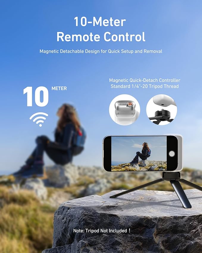 TELESIN Fun Shot Zoom Magnetic Phone Camera Grip for iPhone/Magsafe/Android | Camera Grip Handle with Detachable Wireless Shutter Remote - Supports Native Camera - 1/4" Tripod Screw - Comfort Ergonomic - Image 6
