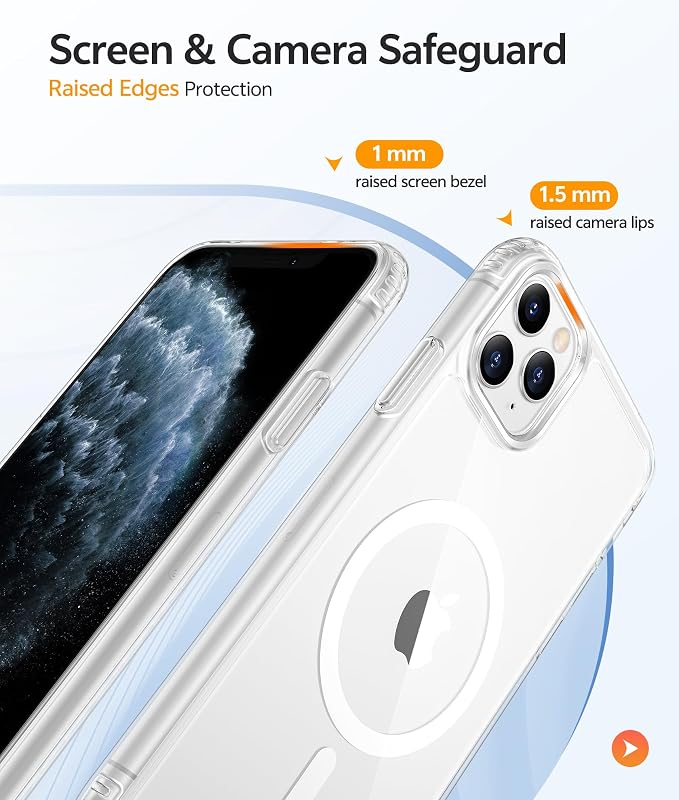 FNTCASE for iPhone 11 Pro Case, Fit for Magsafe, Clear Anti Yellowing | Magnetic Phone Cases, 14FT Military Grade Drop Protection, Slim Shockproof Protective Cover, Transparent - Image 4