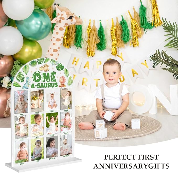 My First Year Photo Board Baby Milestone Signs One Year of Baby Photo Board, Best Babies Keepsake 10x14 Inches Acrylic Sign Decor Fits 2" x 3" Photo A02 - Image 3