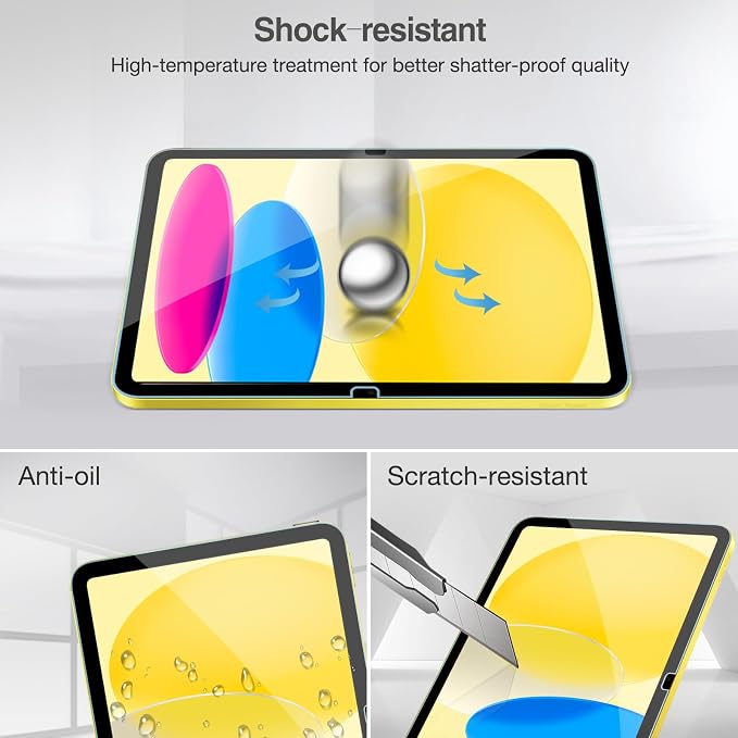 ProCase 2 Pcs Screen Protector for iPad A16 10th with Camera Lens Protector | Tempered Glass for 11" iPad 2025 11th & 10.9 10th Generation -Yellow - Image 6