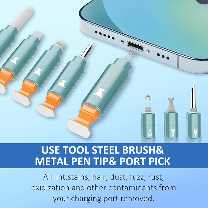 iPhone Cleaning Kit for Charging Port, Cleaner Kit for AirPod Phone, Mint | Multi-Tool, iPhone Cleaner, Repair Lightning Cable USB C Speaker Charger iPad Connector, Compact Portable, with Storage Case - Image 3