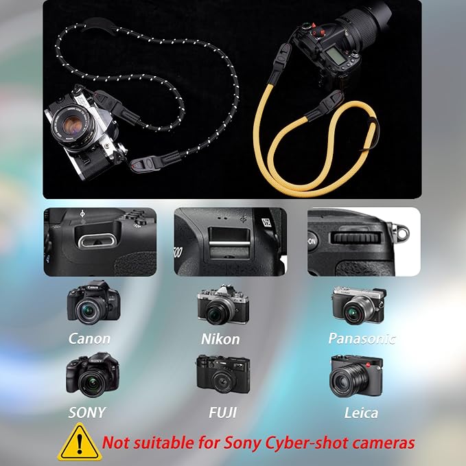 VKO Camera Strap Rope Quick Release Neck Shoulder Straps for Photographers | Film SLR DSLR Cameras Vintage Cute QD Nylon Adjustable - Image 8