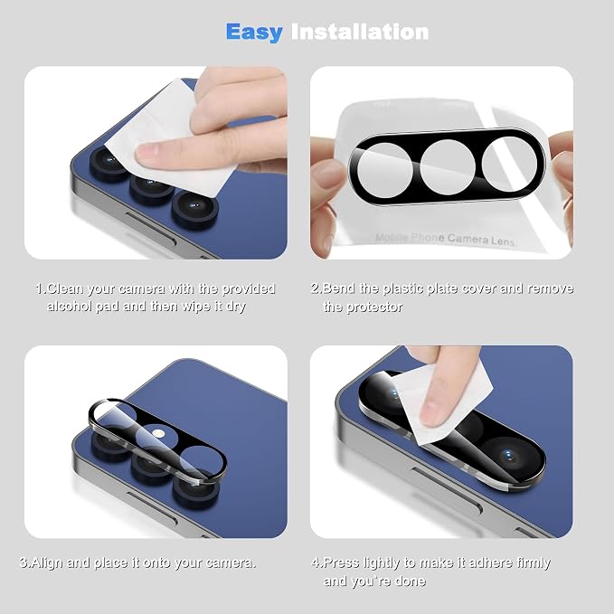 WHPXJY 2026 New Upgrade for 3 pack Samsung Galaxy S25 FE Camera Lens Protector-Tempered Glass Cover, 9H+ Shatterproof/Anti-scratch/Maintains Original Clarity/Easy to Install - Image 7