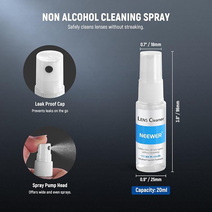 NEEWER 12 in 1 Camera Lens Cleaning Kit for DSLR Cameras, Electronics, Phones, Tablets, 10x Cleaning Swab for 16mm APS-C Sensor + 1x Cleaner Spray + 1x Cloth, HM-47 - Image 2