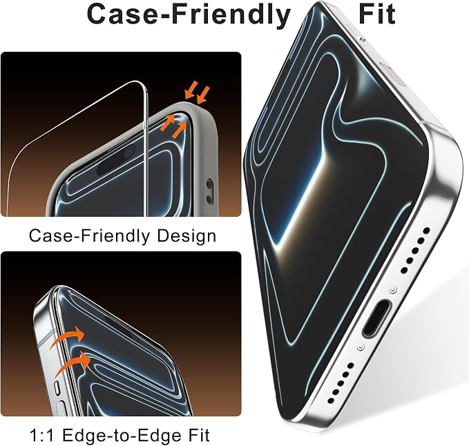 3 Pack for iPhone 17 Pro Max Screen Protector Easy to Install | [TOP 9H+ Hardness][12FT Drop Tested] HD Clear Tempered Glass, Easy Installation, Full Coverage, Sensitive Touch, Bubble Free - Image 6