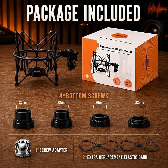 Microphone Shock Mount Mic Holder - Anti Vibration Spider Shockmount Compatible with Many Condenser Mics Like AT2020 MXL 770 MXL 990 Samson G Track Pro Rode Procaster NT1-A Neumann U87 etc. - Image 6