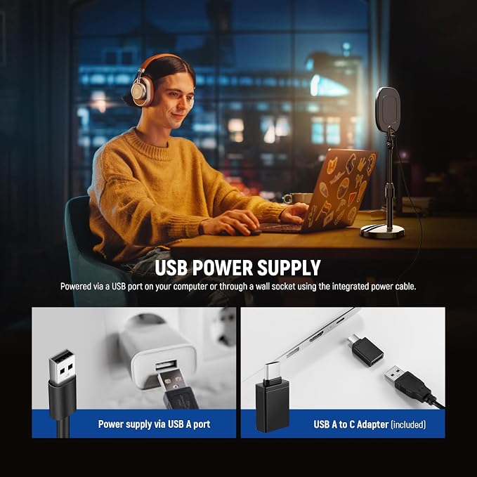 NEEWER Basics 5" Full Screen LED Ring Light with Stand for Desk Video Calls, CRI95, 10W Bi Color Edge Lit Zoom Conference Lighting for Computer Laptop Webcam Phone Streaming Recording, NL10 - Image 6