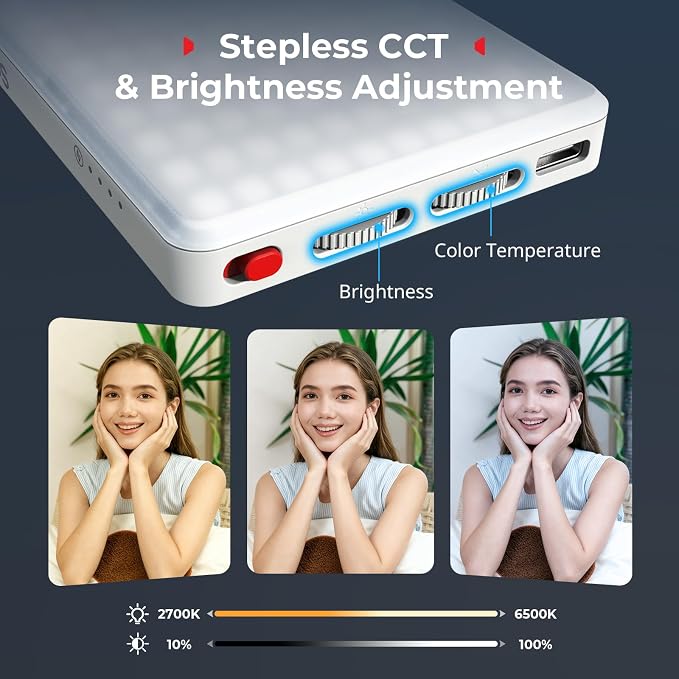 SmallRig M3 Magnetic Selfie Phone Light with Clip, Portable Light | 2000mAh, 120 LEDs, 2700K-6500K, for Content Creators Video Recording, for iPhone/Laptop/Camera/Webcam (White) - 5640 - Image 3