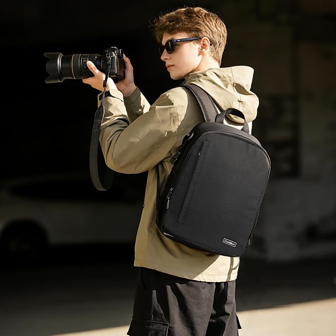 Cwatcun Camera Backpack Bag Water-resistant DSLR SLR for Canon/Nikon/Sony | Professional for SLR DSLR Mirrorless Camera Bag Case And Lens And1DSLR body+3-5 lenses+flash+tripod+14" iPad. - Image 7