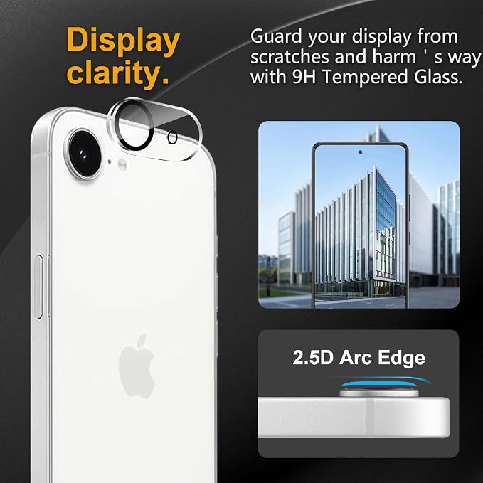 3 Pack Camera Lens Protector for iPhone 16e / iPhone 17e | Tempered Glass,Anti-Fingerprint,9H Hardness,Scratch Resistant,Easy to Install,Bubble Free,HD Clarity - Image 2