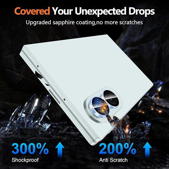 for Samsung Galaxy Z Fold 8 Camera Lens Protector, Individual Metal Ring Tempered Glass Lens Cover, [Strong Adsorption] Scratch Resistant Ultra-Thin HD Clear Lens Cover, 1 Set-Blue Ring - Image 5
