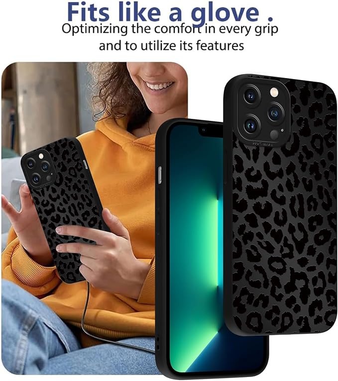 Cute Black Cheetah Print Phone Case for iPhone 13 Pro Max 6.7" | Aesthetic Leopard Pattern Design Cover Full Camera Lens Protective Shockproof Soft Slim TPU Funda for Men Women Girls - Image 7