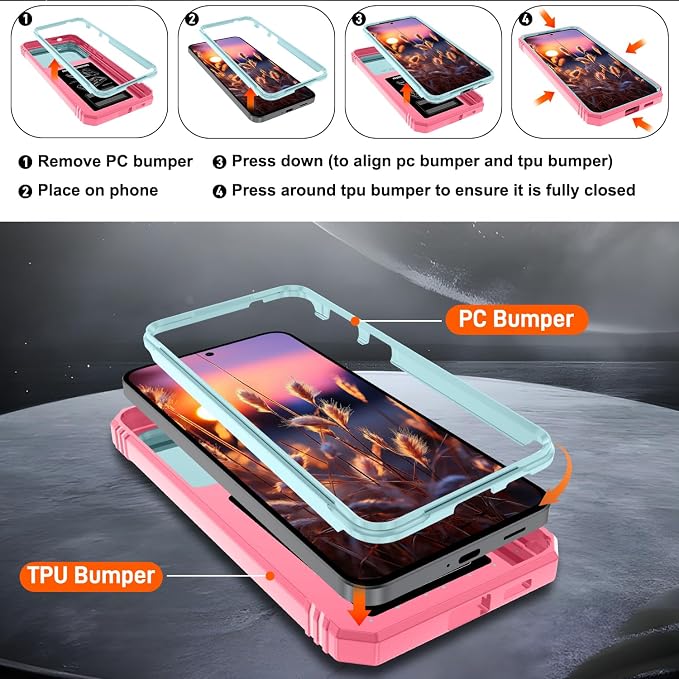 Gritup for Galaxy A57 5G Phone Case: Samsung A57 5G Case with 2*Screen Protector, Magnetic Stand & Slide Camera Cover, Shock Proof Military-Grade para Galaxy A 57 Phone Cover, Green+Pink - Image 3
