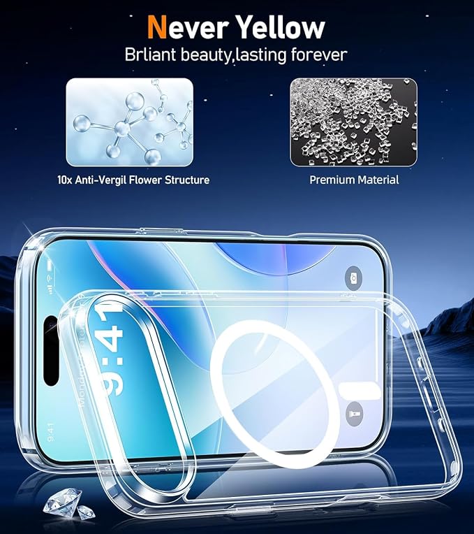 for iPhone Air Case Clear,Magnetic iPhone Air Case with Screen Protector & Camera Protector [Compatible with MagSafe], Shockproof TPU Cover for iPhone 17 Air Phone Cases-Transparent - Image 3