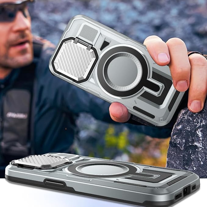 Camera Stand Case for iPhone 12/12 Pro, [Compatible with MagSafe] [Lens Cover] 2024 Version Military Grade Protective Soft Case for iPhone 12/12 Pro 6.1 inch Men Women, Grey - Image 7