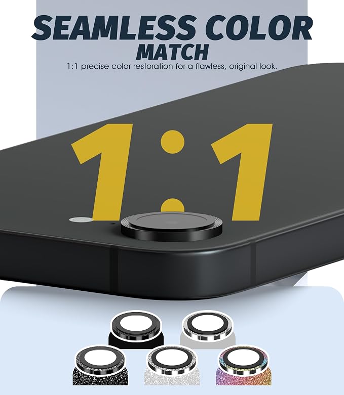 (3 Pack) Orzero Camera Lens Protector for iPhone 17e / iPhone 16e, [EZ Install] [Case-Friendly] 9H Tempered Glass CD Pattern Lens Cover Accessories, Military-Grade Shockproof, HD Clarity Anti-Glare - Black - Image 7