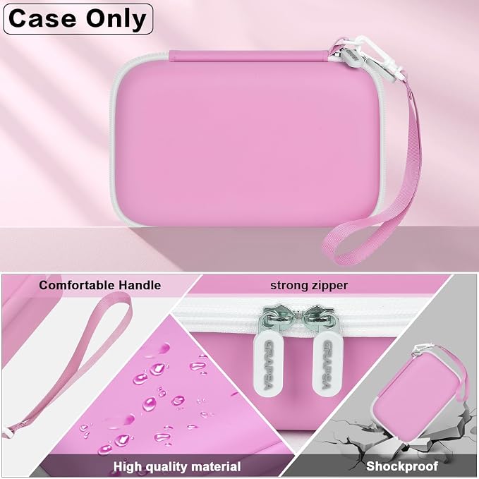 Kids Camera Case for Instant Print and Film Cameras, Pink, Case Only | For Cimizi/ for GREENKINDER/ for Gofunly/ for DUDUDRAGON/ for HiMont Kid Camera,Shockproof Organizer, Large Lower Cover Space - Image 3