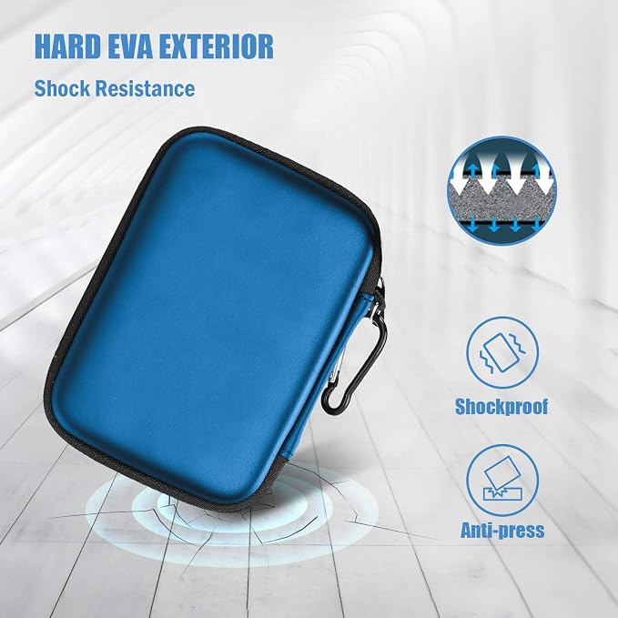 ProCase External Hard Drive Travel Case for 2.5" HDD/SSD -Navy | Fits Seagate Portable, Samsung T9, WD Elements, My Passport, Toshiba Canvio Basics, 1TB-5TB Drives, USB 3.0 HDD/SSD Storage - Image 4