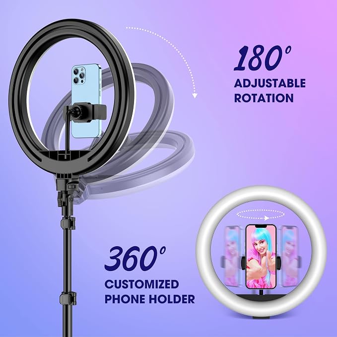 TODI 12" RGB Ring Light with 63" Tripod Stand, 3 CCT Mode and 39 Color Mode Selfie RingLight with Stand, 2-in-1 LED Ring Light with Selfie Remote, for Makeup, Live Stream - Image 7