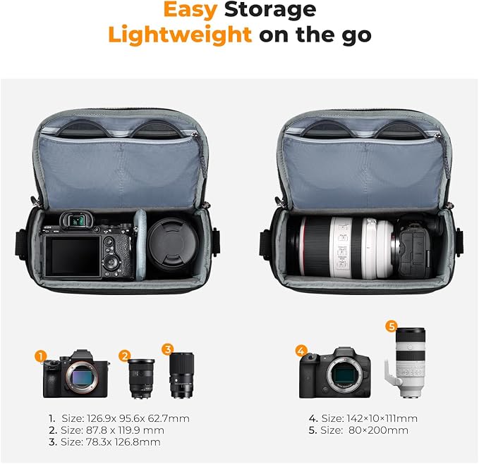 K&F CONCEPT Camera Sling Bag Small Crossbody Case | For DSLR/SLR Camera, Cute & Compact, Shoulder Photography Bags, Compatible for Canon/Nikon/Sony, BS09 - Image 2