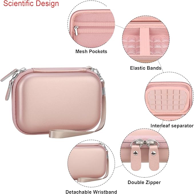 Elonbo Camera Carrying Case for KODAK Step Instant Smartphone Photo Printer | KODAK Step Portable Mini Color Wireless Mobile Printer Hard Travel Bag, Color Picture Printer Storage Holder, Rose Gold+ - Image 4