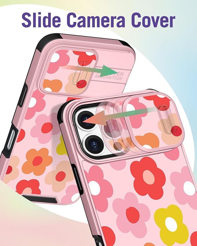 Buleens for iPhone 16 Pro Max Case 6.9 Inch - with Ring Stand & Camera Cover Aesthetic Cute Designed Women Girls Pretty Girly Floral Flowers Phone Case for iPhone 16 Pro Max Compatible with Magsafe - Image 3