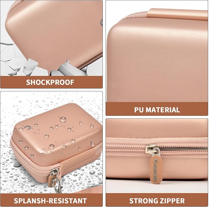 Comecase Hard Digital Camera Case for Kodak PIXPRO FZ55 FZ45, Rose Gold | Fits Cameras up to 4.33 x 3.07 x 2.3 in, Pre-Cut Foam, Elastic Strap&Hand Strap, Mesh Pocket for Accessories, Case Only - Image 3