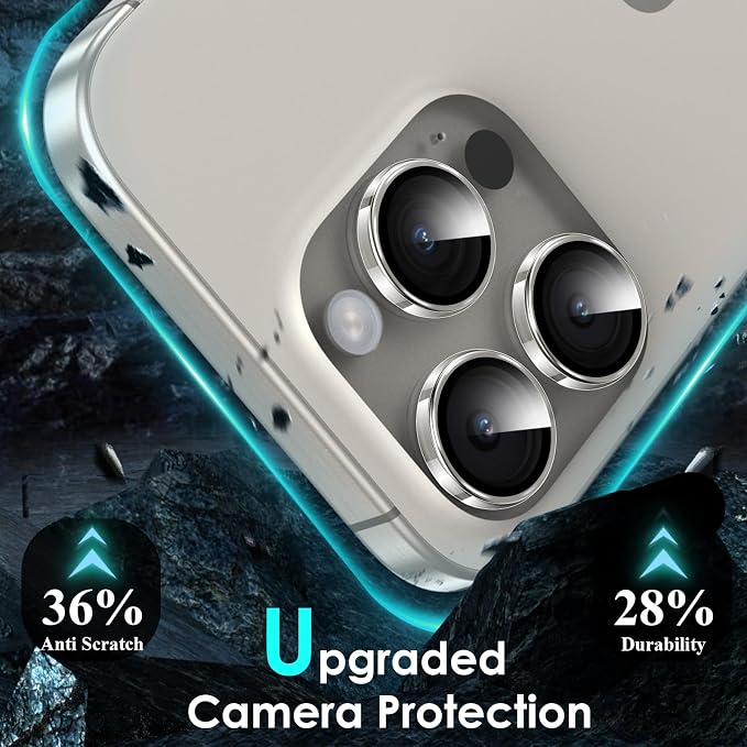YWXTW Camera Lens Protector for iPhone 15 Pro/iPhone 15 Pro Max, [1 Step Installation Tray] HD Clear Individual Camera Cover Tempered Glass Screen Protector Accessories, Case Friendly(Clear) - Image 3