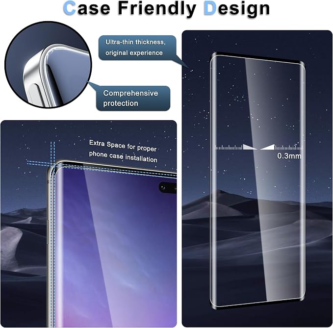 2+2 Pack for Samsung Galaxy S10 Plus Screen Protector, 9H Tempered Glass + Camera Lens Protector, Full Coverage, Case Friendly, Anti-Scratch, Bubble-Free for S10 Plus 5G 6.4” - Image 5