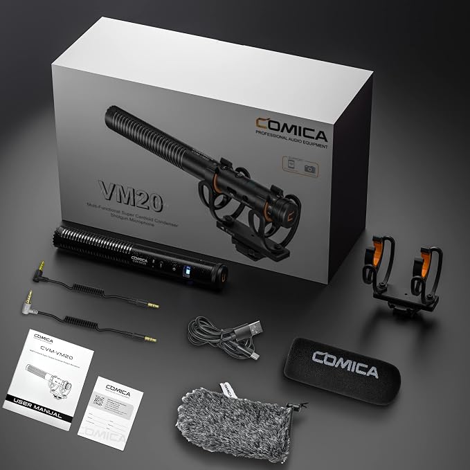 COMICA VM20 Professional Shotgun Microphone for iPhones, Androids, Cameras | Super Cardioid, 60H Working Time, OLED Display, 75/150HZ Low Cut Filters, Video Mic for Vlogging Film Interview Video Record - Image 8