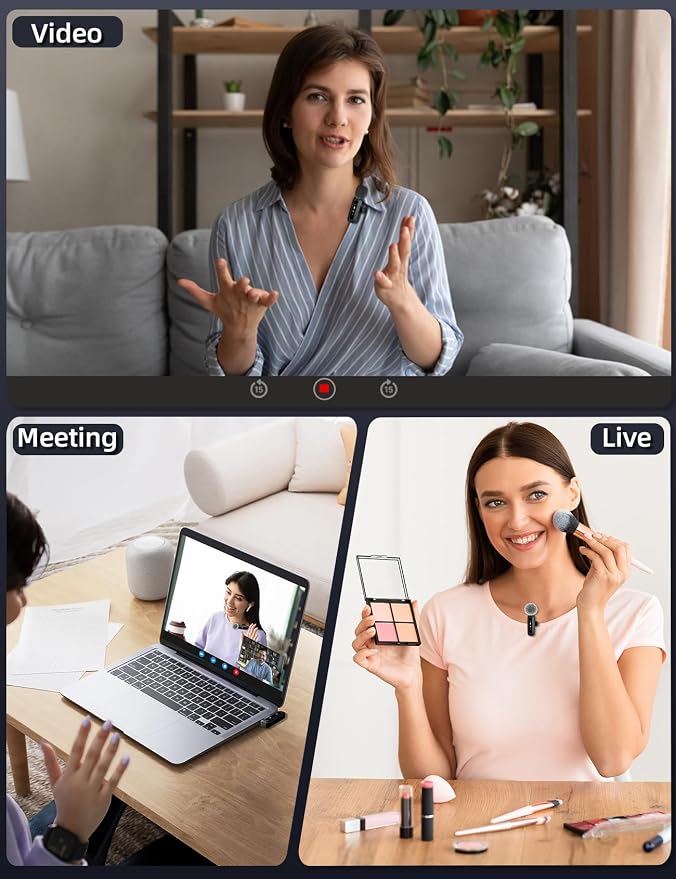 Upgraded 2 Pack Mini Clip on Microphone With LED Display, Wireless Lavalier Microphone for iPhone, HD Noise Cancelling, Portable Lapel Mic for Recording Video Podcast Vlogg Content Creator interview - Image 8