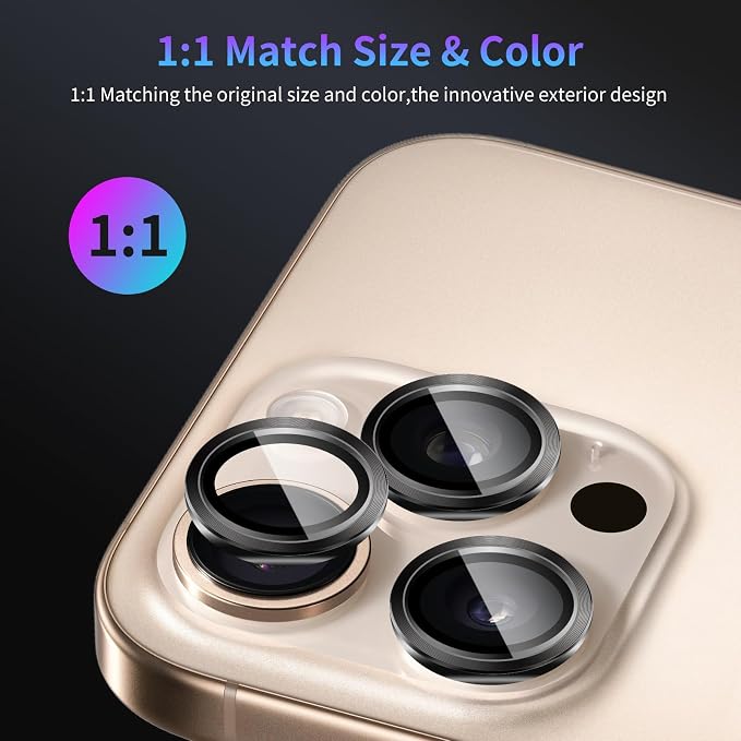 Camera Lens Protector for iPhone 14 Pro/14 Pro Max/15 Pro/15 Pro Max | iPhone 16 Pro/16 Pro Max,Camera Cover,HD Clear,Anti-Scratch Lens Screen Protector Film,Case Friendly,Black Titanium,1 Pack - Image 5