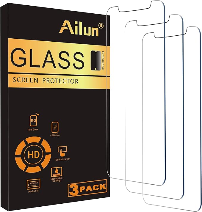 Ailun 3 Pack Screen Protector for iPhone 11 Pro/iPhone Xs/iPhone X | 5.8 Inch Display, Tempered Glass, 2.5D Edge, Work Most Case by Ailun