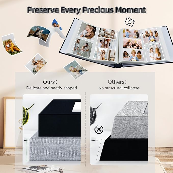 popotop Photo Album 4x6-600 Photos Photo Books with 600 Horizontal and Vertical Pockets,Linen Cover Albums for Family Wedding Anniversary Baby Vacation Pictures - Image 5