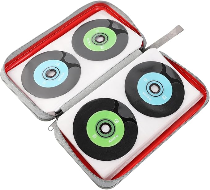 alavisxf xx CD Case, 96 Capacity Hard Plastic Organizer Wallet for Car | CD DVD Holder, Portable Hand Strap, Zipper Closure, Anti-Slip Scratch-Resistant Sleeves, Disc Storage, for Home Office Travel - Image 3