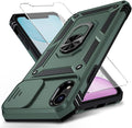 for iPhone XR Case with Camera Lens Cover, HD Screen Protector, 10 FT Military Grade Drop Protection, Magnetic Ring Holder Kickstand Protective Phone Case, Pine Green by Weycolor