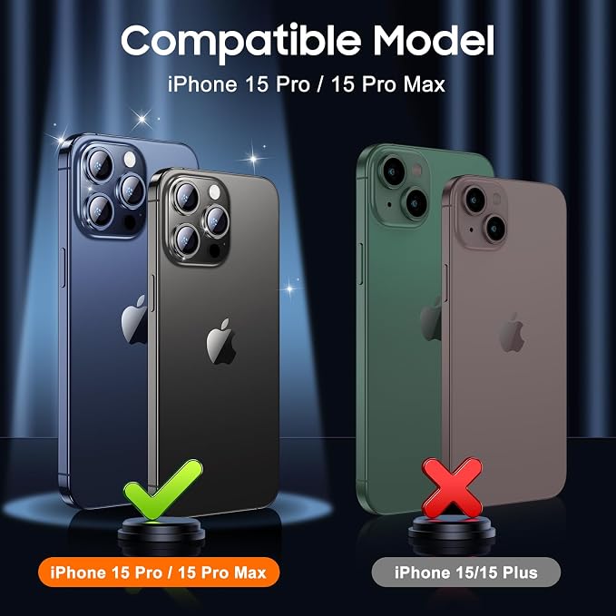 UniqueMe for 3 Pack iPhone 15 Pro/15 Pro Max Camera Lens Protector-Blue | Drop Protection, Case Friendly, 9H Tempered Glass,Camera Cover Screen, 2023 New Version - Image 7