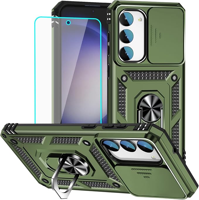 HNHYGETE for Galaxy S23 Plus Case with Screen Protector: [Military Grade 20ft. Drop Tested] Slide Camera Cover Ring Shockproof Protective Phone Case for - Samsung Galaxy S23 Plus (Army Green) by HNHYGETE