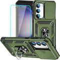 HNHYGETE for Galaxy S23 Plus Case with Screen Protector: [Military Grade 20ft. Drop Tested] Slide Camera Cover Ring Shockproof Protective Phone Case for - Samsung Galaxy S23 Plus (Army Green) by HNHYGETE