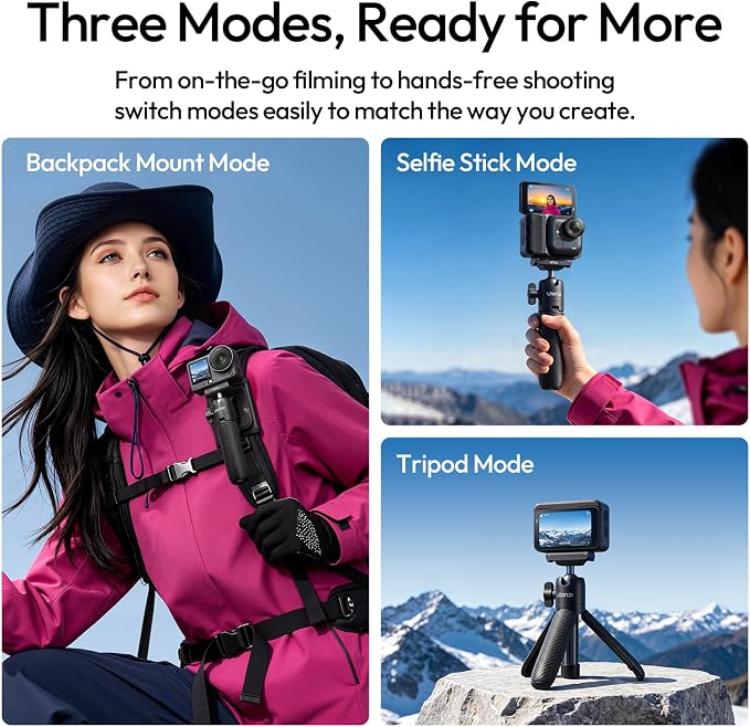 ULANZI MT66 3-in-1 Quick Release Tripod for DJI Action 6/Nano/Xtra Atto | 3-in-1 Tripod Selfie Stick & Backpack Mount | Instant Magnetic Quick Release | 360° Ball Head | Portable 3.8oz Pocket Size - Image 3