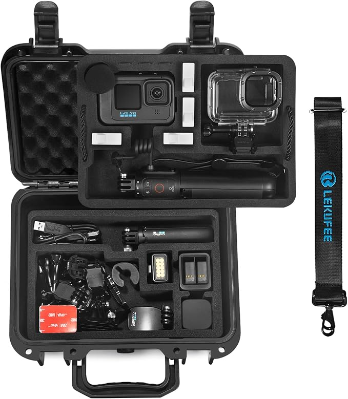 Lekufee Waterproof Hard Case Compatible with Gopro Hero 13/12/11/10/9/8,Mission 1 Pro,LIT Hero,Hero 4K,Media Mod/Gopro Volta/Creator Edition/Action Camera and Accessories(Case Only) by Lekufee