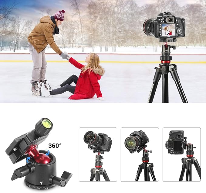 SmallRig Mini Ball Head with 360° Panoramic & Quick Release Plate - BUT2665 | with 1/4" Screw & 3/8" Thread Mount, Metal Ball Joint, Max Load 4.4lbs/2kg, Works for DSLR/for GoPro/Monopod/for Phone - Image 5
