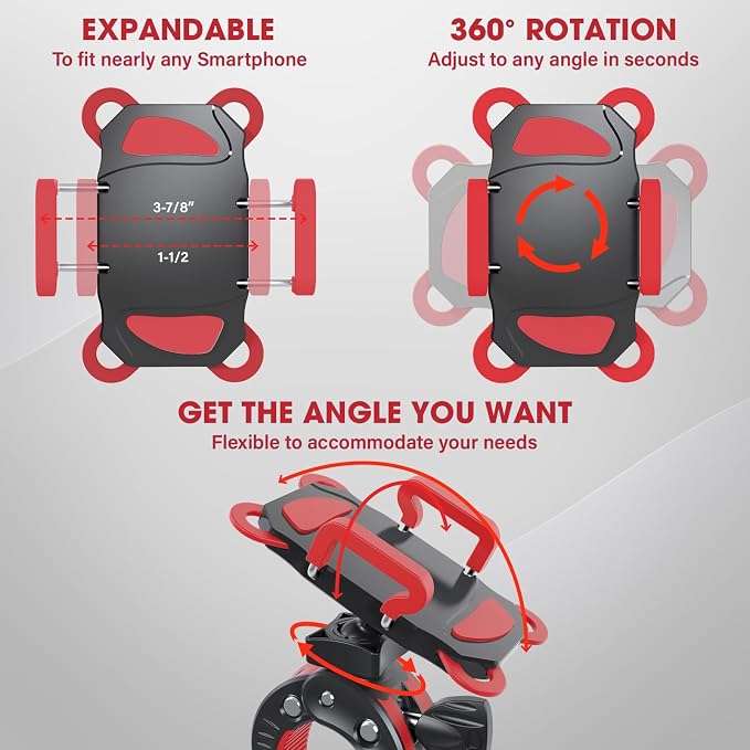 Crescendo CR-30 SlimClip Mic Stand Phone Holder, iPhone Clamp Mount, Pole Phone Mount, Microphone, Music or Drum Stand, Mic/Phone Clip - for iPhone, Samsung Galaxy, Pixel, Any Smartphone (Red) - Image 6