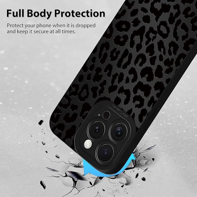 Cute Black Cheetah Print Phone Case for iPhone 15 Pro 6.1" | Aesthetic Leopard Pattern Design Cover Full Camera Lens Protective Shockproof Soft Slim TPU Funda for Men Women Girls - Image 3