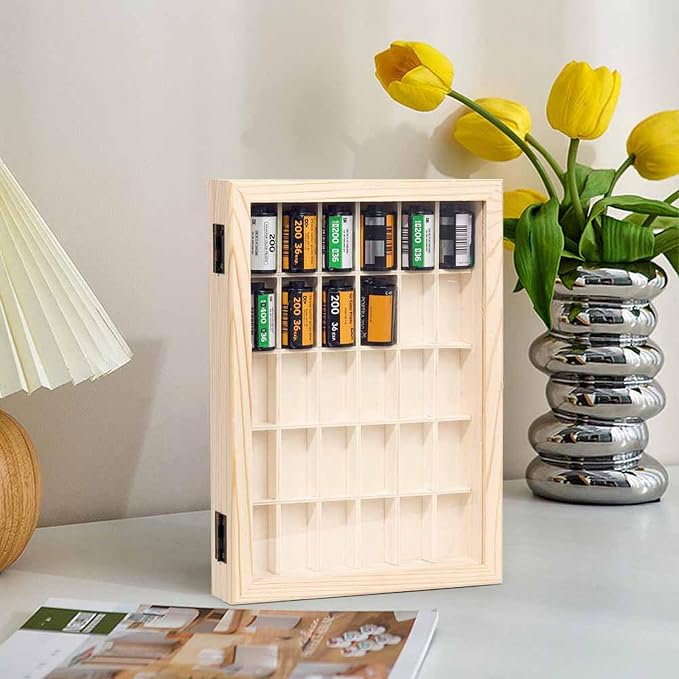 Film Case/135 Film Case -for 30 Rolls of 35mm Films-Decorative Collector's Shadow Box to Sort & Enjoy & Safeguard Film, Vintage Wooden Chest (Film is not Included) - Image 4