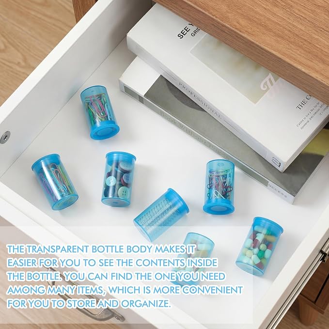 Jovitec 100 Pcs 35mm Film Canisters with Lids Empty Storage,Blue | Clear Plastic Holder for Beads Fish Hooks, Camera Reel Containers Craft Supply Organizer with Caps - Image 5