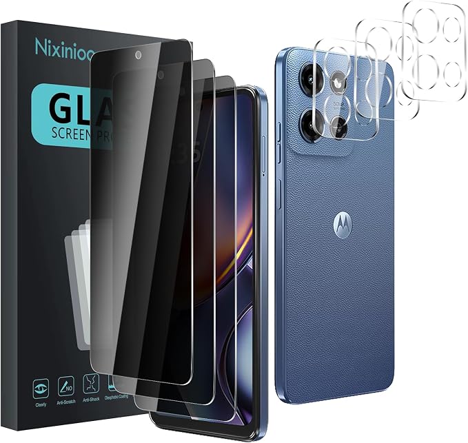 3 Pack Privacy Screen Protector for Motorola Moto G 5G 2025 With 3 Pack Camera Lens Protector, Anti Spy Tempered Glass Film, 9H Hardness, Black Protector, Anti-Scratch, Bubble Free by Unknown